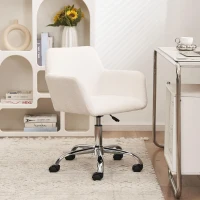 Chaise de relaxation pivotante, réglable en hauteur, en fausse fourrure résistante à l'usure, Fauteuil de relaxation rembourrée, Blanc(m-1)