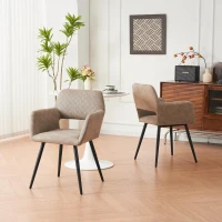 Set aus 2 ergonomischen Stühlen, mit Metallbeinen, für Wohnzimmer und Schlafzimmer, 58x56x80 cm, Khaki(m-4)
