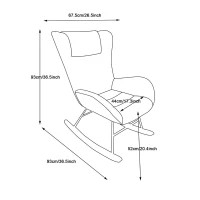 Fauteuil à bascule de loisirs avec dossiers ergonomiques et accoudoirs de soutien, en velours Teddy confortable, Gris(m-3)