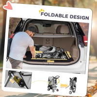 PawHut Dog Stroller, 3 Wheels Foldable Cat Dog Pram with Cup Holder, Storage Basket, Pet Stroller for Small Miniature Dogs, Grey(m-5)