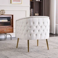 Chaise seau confortable avec décorations de boutons, haute capacité de charge, Beige(m-5)