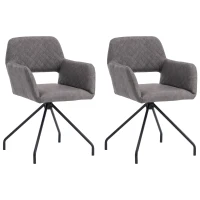 (Ensemble de 2) Chaises de maquillage ergonomiques en similicuir avec pieds en métal, montage facile, Gris Ciment(m-2)