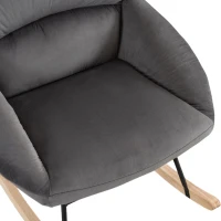 Chaise à bascule ergonomique avec repose-pieds, 97 cm de hauteur, largeur d'assise 48 cm, cadre en bois de caoutchouc, supporte jusqu'à 113 kg, Gris(m-7)