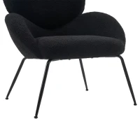 Ankleidestuhl mit samtartigem Bezug und Metallbeinen, moderner Freizeitstuhl für Wohnzimmer und Schlafzimmer, 74,1×77,9×81 cm, Schwarz(m-8)