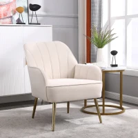 Fauteuil de loisirs moderne en velours, Design ergonomique, Montage facile, Beige(m-1)