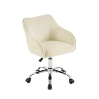 Verstellbarer und drehbarer Stuhl in Samtoptik für Büro und Zuhause, höhenverstellbar, 56x55x83 cm, Beige(m-2)
