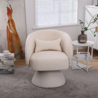 Modernre Drehstuhl für Wohn- und Schlafzimmer, 360° drehbar, Polyblend-Stoff, Komfortkissen, 67×61,4×77,9 cm, Beige(m-4)