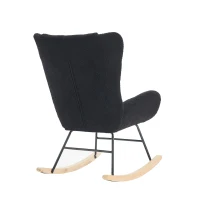 Fauteuil à bascule de loisirs avec dossiers ergonomiques et accoudoirs de soutien, en velours Teddy confortable, Gris(m-9)