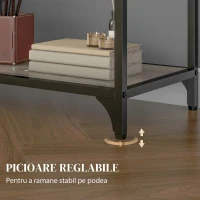 HOMCOM Etajeră Industrială cu 5 Niveluri și 2 Uși Culisante, Raft pentru Cărți din Lemn și Oțel, 120x30x161 cm, Gri(m-6)