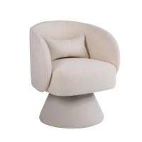 Chaises pivotantes modernes pour salon et chambre à coucher, pivotantes à 360°, tissu en polyblend, coussin de confort, montage facile, Beige(m-2)