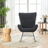 Fauteuil à bascule de loisirs avec dossiers ergonomiques et accoudoirs de soutien, en velours Teddy confortable, Gris(m-4)