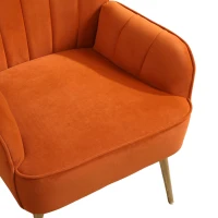 Freizeitstuhl mit Bezug in Samtoptik im 2er-Set, Ergonomisches Design, 64x72,8x77,9 cm, Orange(m-8)