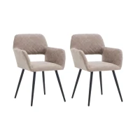 Set aus 2 ergonomischen Stühlen, mit Metallbeinen, für Wohnzimmer und Schlafzimmer, 58x56x80 cm, Khaki(m-1)