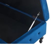 Velvet Upholstered Chaise Sofa Bed with Storage, Pillow, Nailhead-Trim, Button-Tufted Lounge Chair, 144L x 62W x 69H cm, Blue(m-10)