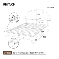 Double Upholstered Velvet Bed Frame with Adjustable Petal Headboard, Solid Wood Slat, No Box Spring Needed, Easy Assembly, Beige(m-3)