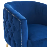 Bequemer Armlehnstuhl mit Knopfdekorationen, Schaumstoff, 65,27x64,77x73,66 cm, Blau(m-7)