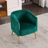 Chaise seau confortable avec décorations de boutons, Vert foncé(m-4)