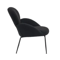 Ankleidestuhl mit samtartigem Bezug und Metallbeinen, moderner Freizeitstuhl für Wohnzimmer und Schlafzimmer, 74,1×77,9×81 cm, Schwarz(m-10)