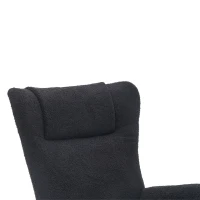 Fauteuil à bascule de loisirs avec dossiers ergonomiques et accoudoirs de soutien, en velours Teddy confortable, Gris(m-7)