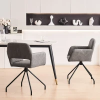(Ensemble de 2) Chaises de maquillage ergonomiques en similicuir avec pieds en métal, montage facile, Gris Ciment(m-5)