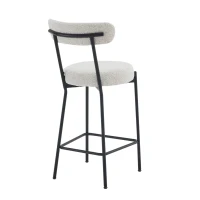Set of 6 Bar Stools with Back, Cushioned Seats, Steel Legs, Upholstered Kitchen Stools for Dining Room, Cafe, 41.5L x 48W x 92H cm, Cream White(m-13)