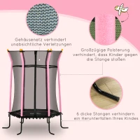 HOMCOM Trampolina dziecięca, Ø163,5 cm, z siatką bezpieczeństwa, wyściełana, Stal, do 50 kg(m-5)