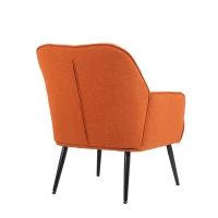 Fauteuil simple rembourré avec pieds en métal, chaise confortable pour la lecture et le café pour salon, chambre et bureau, Orange(m-10)