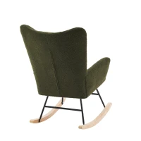 Moderner Schaukelstuhl mit hoher Rückenlehne und Armlehnen, bequemer samtartiger Stoff, geeignet für Wohnzimmer, Schlafzimmer und Innenhöfe, 62,9x95,7x90,9cm, Grün(m-10)
