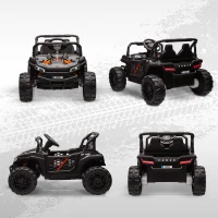 AIYAPLAY 12V Battery Powered Ride on Truck w/ Remote, 4 Suspension Wheels, Horn Lights Music USB, for 3-5 Years Old - Black(m-9)