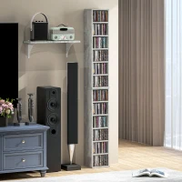 HOMCOM Set of Two 102 CD Storage Units - Cement Grey(m-2)