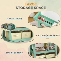 AIYAPLAY 3 in 1 Kids Easel Double-Sided Magnetic Whiteboard and Chalkboard with Paper Roll, Storage Baskets - Green(m-5)