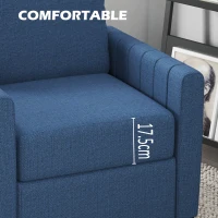 HOMCOM Armchair, Channel Tufted Modern Fabric Accent Chair, Comfy Upholstered Reading Lounge with Spring Cushion, Back Pillow, for Living Room, Bedroom, Office, Blue(m-5)