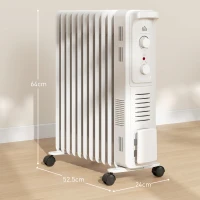 HOMCOM 2.5kW 11 Fin Oil-Filled Radiator - White(m-3)