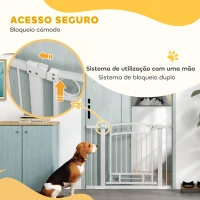 PawHut Barreira de Segurança para Cães com Largura Ajustável 76-104 cm Barreira com 2 Extensões para Escadas e Portas Branco(m-8)