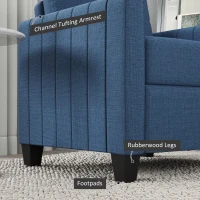 HOMCOM Armchair, Channel Tufted Modern Fabric Accent Chair, Comfy Upholstered Reading Lounge with Spring Cushion, Back Pillow, for Living Room, Bedroom, Office, Blue(m-7)
