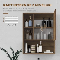 Kleankin Dulap de Baie cu Oglindă și Rafturi Reglabile, Dulap Suspendat pentru Baie, 60x15x76 cm, Lemn Natural(m-5)