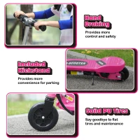 HOMCOM Folding Electric Kids Scooter Ride on Age 7-14, Pink(m-7)