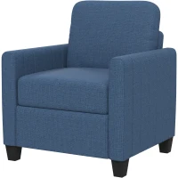 HOMCOM Armchair, Channel Tufted Modern Fabric Accent Chair, Comfy Upholstered Reading Lounge with Spring Cushion, Back Pillow, for Living Room, Bedroom, Office, Blue(m-11)