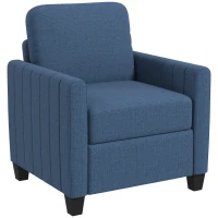 HOMCOM Armchair, Channel Tufted Modern Fabric Accent Chair, Comfy Upholstered Reading Lounge with Spring Cushion, Back Pillow, for Living Room, Bedroom, Office, Blue(m-1)