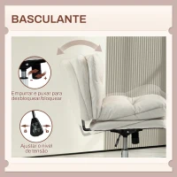HOMCOM Cadeira de Escritório com Altura Ajustável Função Basculante Base Cruzada e Assento Amplo Cadeira para Estúdio 65x65x84-94 cm Cinza Claro(m-6)