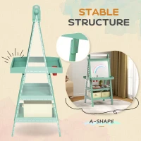 AIYAPLAY 3 in 1 Kids Easel Double-Sided Magnetic Whiteboard and Chalkboard with Paper Roll, Storage Baskets - Green(m-7)