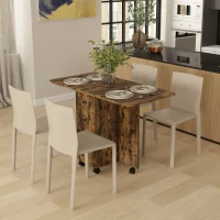 HOMCOM Multi-Storage Six-Person Drop Leaf Dining Table -  Rustic Brown(m-2)
