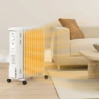 HOMCOM 2.5kW 11 Fin Oil-Filled Radiator - White(m-10)