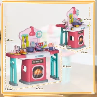 AIYAPLAY 45-Piece Kids Kitchen, Toy Kitchen, with Rotating Side Tables, Lights, Sound Spray(m-3)