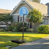 HOMCOM Adjustable Basketball Hoop and Stand, with Wheels and Weight Base Blue(m-2)