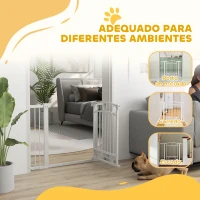 PawHut Barreira de Segurança para Cães com Largura Ajustável 76-104 cm Barreira com 2 Extensões para Escadas e Portas Branco(m-9)