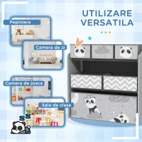 ZONEKIZ Raft Mobil pentru Jucării, Comodă cu 6 Rafturi Detașabile din Material Textil, 63x30x66 cm, Gri(m-6)