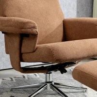HOMCOM Recliner Chair with Footstool, Upholstered Velvet Fabric Armchair with Adjustable Back, Solid Wood Frame for Living Room, Light Brown(m-9)