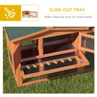 PawHut Rabbit Hutch with Run Wooden Guinea Pig Hutch Outdoor Bunny Cage Hide House with Sliding Tray, Hay Rack, Ramp, 156 x 58 x 68cm, Orange(m-6)