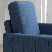 HOMCOM Armchair, Channel Tufted Modern Fabric Accent Chair, Comfy Upholstered Reading Lounge with Spring Cushion, Back Pillow, for Living Room, Bedroom, Office, Blue(m-9)